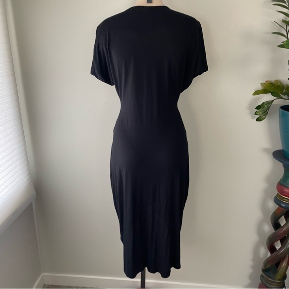 All Saints Zoe Yunao Dress Modal Silk With Pockets Split Sleeve High Low Black - Picture 3 of 9